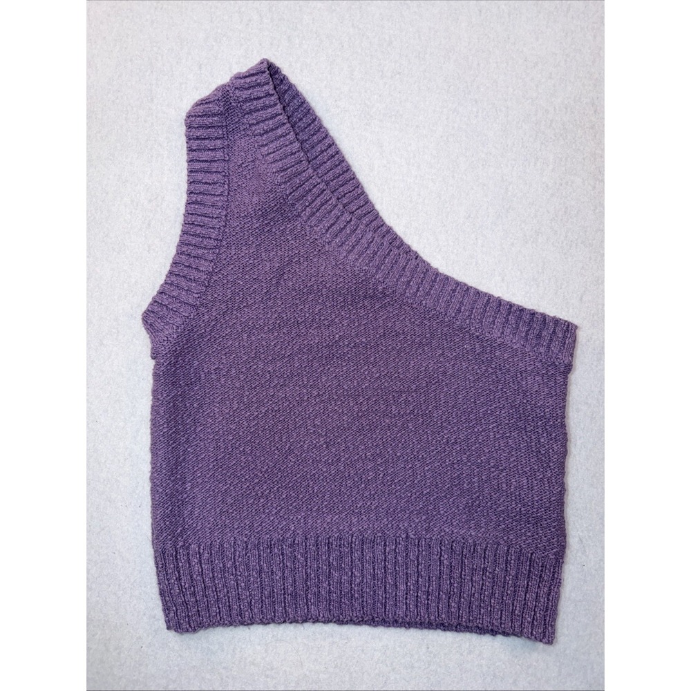 Madewell Women's Purple One Shoulder Cropped Knit Sweater Size Small